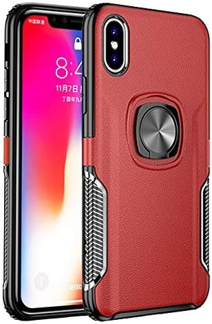 lPhone Xs Case Compatible With Apple iPhone X Cover Kickstand iP 10x iPhonex Fundas I Phone Xphone 10s 360 Magnetic Ring Holder Bumper Protective 5.8 Inch (Red)