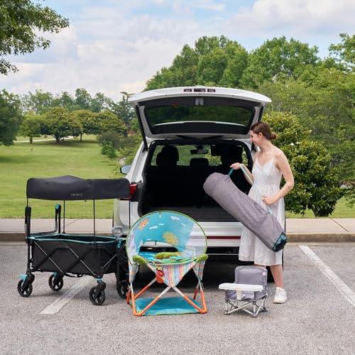 INGENUITY INGENUITY POP ‘N RIDE LIGHTWEIGHT STROLLER WAGON – FACE-TO-FACE SEATS FOR 2 WITH 3-POINT HARNESSES & SUN CANOPY