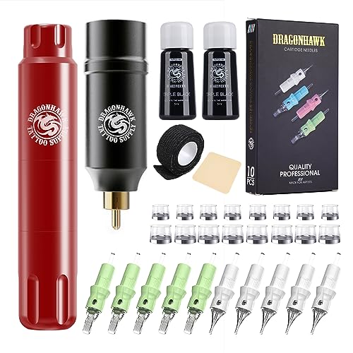 Dragonhawk S12 Wireless Tattoo Pen Kit, Rotary Tattoo Machine Gun Kit