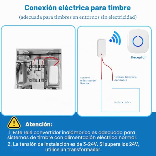 COTINSE Wireless Signal Repeater, Wireless Doorbell Extension, Wireless Gong Repeater Set, Doorbell Amplifier for existing Doorbells and Systems