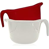 Osnell USA Large Mixing Bowls with Handles, 2 Pcs Microwave Safe 3.6 qt - Plastic Nesting Bowls for Kitchen, Batter Bowls, Ea