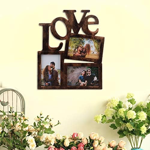 Virom Designer 3 Photo Collage Photo Frame Black Color Creative Picture Frame with Real Glass Tabletop Display (Brown)
