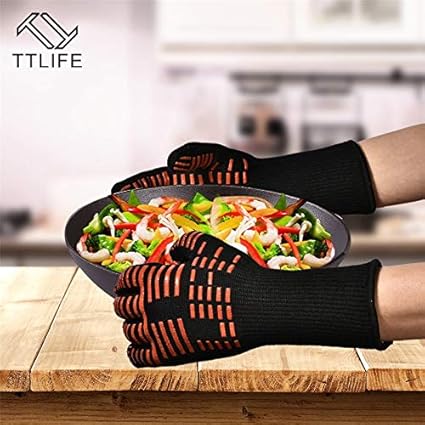 Generic United States: Ttlife Oven Mitts Gloves BBQ Grilling Cooking Gloves - 932F Extreme Heat Resistant Gloves Long for Extra