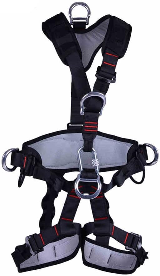 WCYBELT Full Body Harness Outdoor Climbing Safety Belt Rappelling Thicken Professional AdjustableMultipurpose Fire Rescue Working High-Black