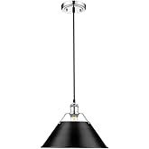 Golden Lighting 3306-L CH-BLK Orwell Pendant, Chrome with Black Shade