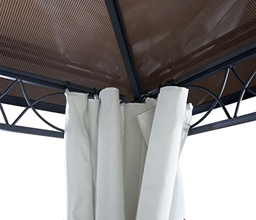 Hardtop Pergola HWC-C77, Garten Pavillon, Kunststoff-Dach Seitenwand Alu hellgrau 3x3m – Bild 6