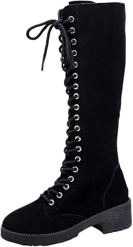 black suede lace up knee high boots