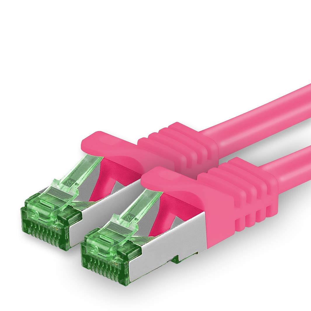 1aTTack.de 10 M Cat.7 Network Cable 1 Piece Cat7 Patch Cable Lan Cable Ethernet RJ45 10 Gbit/s (All Internet Speeds) Magenta 10 Meters