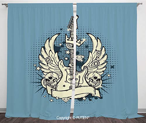 Satin Window Drapes Curtains Guitar Rock N Roll Composition