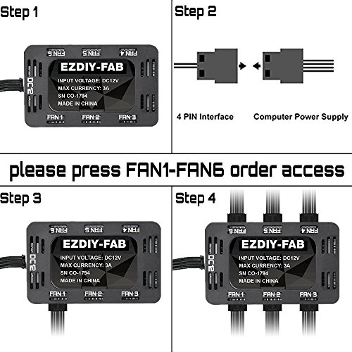 image for EZDIY-FAB Wireless 120mm LED RGB Fan for PC Case, CPU Cooler Fan, Wate