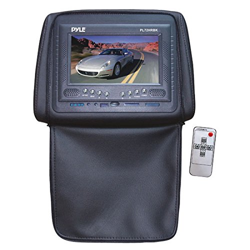 Pyle PL72HRBK Adjustable Headrests w/ Built-In 7'' TFT/LCD Monitor W/IR Transmitter & Cover (Black)