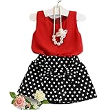 Mosunx 2016 Spring Summer Girls Cute Vest + Skirts Two Pieces Set Skirt Suit