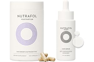 Nutrafol Postpartum Hair Growth Supplements and Hair Serum, Clinically Tested for Visible Thickness and Strength - 1 Month Supply, 1.7 Fl Oz Bottle