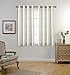 MIUCO Floral Embroidery Semi Sheer Curtains Faux Linen Grommet Curtains for Bedroom 52 x 63 Inch 2 Panels, Off White