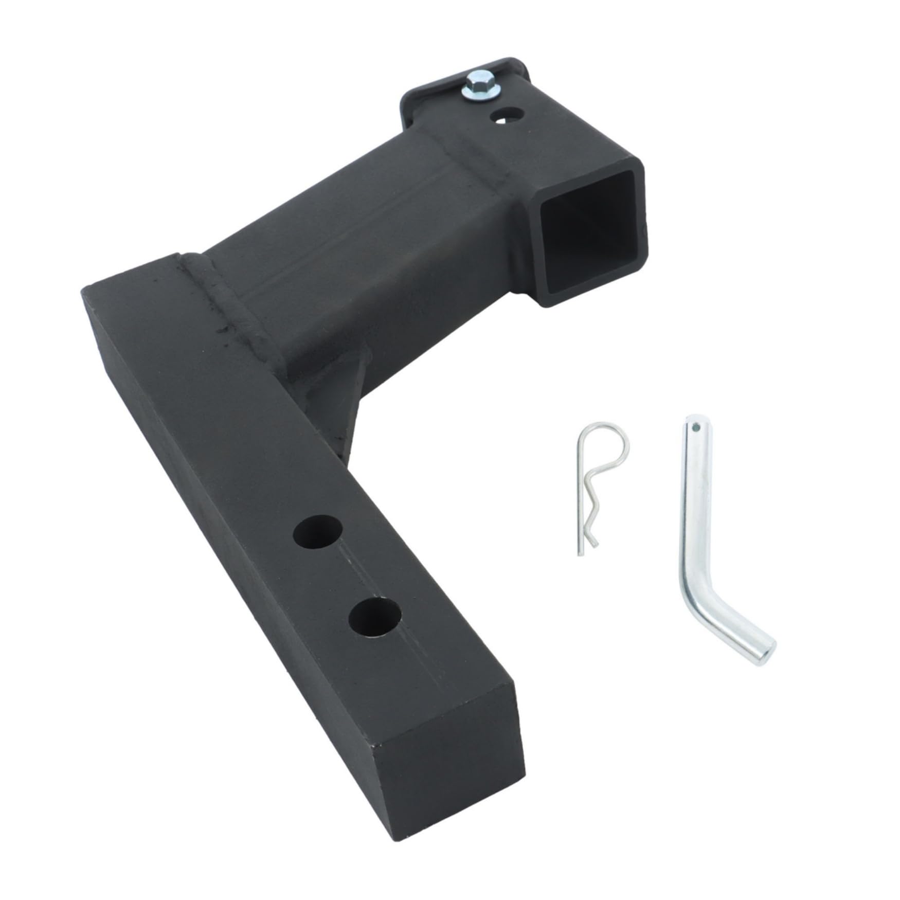 Photo 1 of 2 Inch Trailer Dual Hitch Receiver Adjustable 8-inch Riser or Drop 2 Inch Solid Shank 10000 LBS Capacity with Pin Matte Black Powder Coated