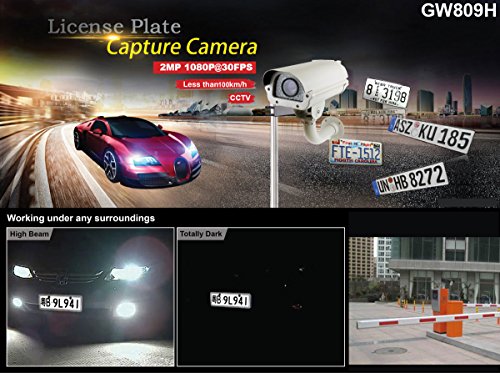 GW Security 2MP HDCVI/TVI/AHD/960H 4-In-1 Outdoor Day/Night HD 1080P License Plate Camera with 6~60mm Varifocal Auto Iris Lens up to 260ft IR distance, Support True WDR, 3D-DNR, OSD