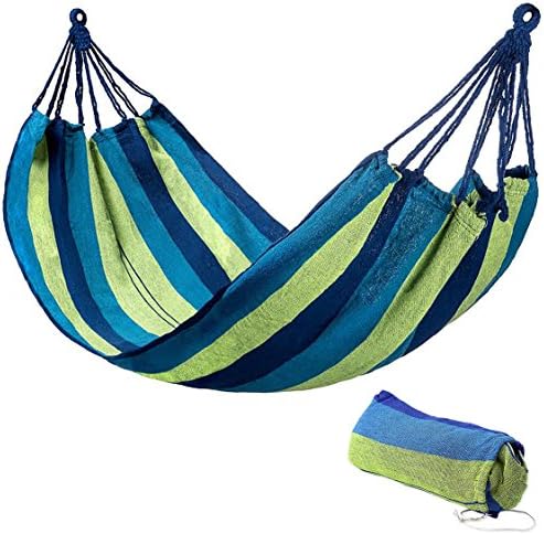 Breathable Cotton Hammock by Outdoor Obsessed - Lightweight & Portable, Hammock Bed For Indoor & Outdoor Use โ Travel, Camping, Backpacking, Hiking, Beach, Vacation, Siesta โ Yard, Porch, Patio Swing
