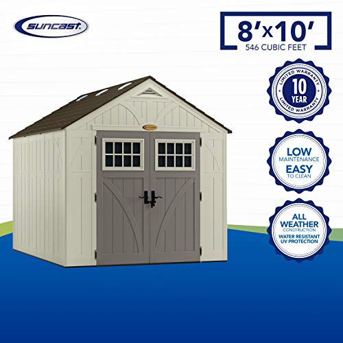 Suncast 8' X 10' HeavyDuty Resin Tremont Storage Shed, Sand on Galleon