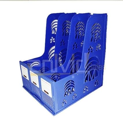 Bestow Multifunction Plastic Storage Hanger Section Divider File Paper Magazine Rack Holder Office Home Desktop Book Box Bookshelf 3 Section