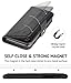 iPhone 8 / iPhone 7 Leather Wallet Case - Folio Book in Italian Style, Genuine Flip Case, 3 Card Holder and Cash with KickStand Function - Magnetic Clip Closure & Premium Detachable Hard Cover - Black
