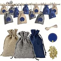 Sanmubo Trade DIY Christmas Advent Calendar Hanging Bag, 24 Days Burlap Hanging Advent Calendars Garland Candy Gift Bags Sacks Christmas Countdown Christmas Decorations for Wall Home Office Kids