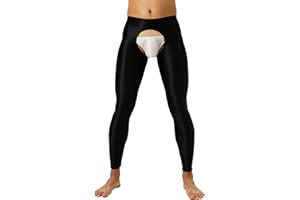 Miutii Men's Open Crotch Silky Compression Tights Pants Base Layer Breathable Training Leggings