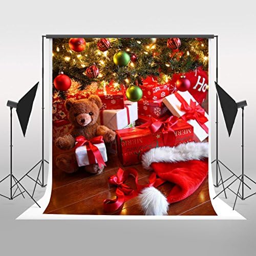 Christmas Photography Backdrops, YCNET 5x6.5FT Cotton Reused No Wrinkles Washable Gift Boxes Christmas Tree Decoration Photo Backdrop for Children Studio Props