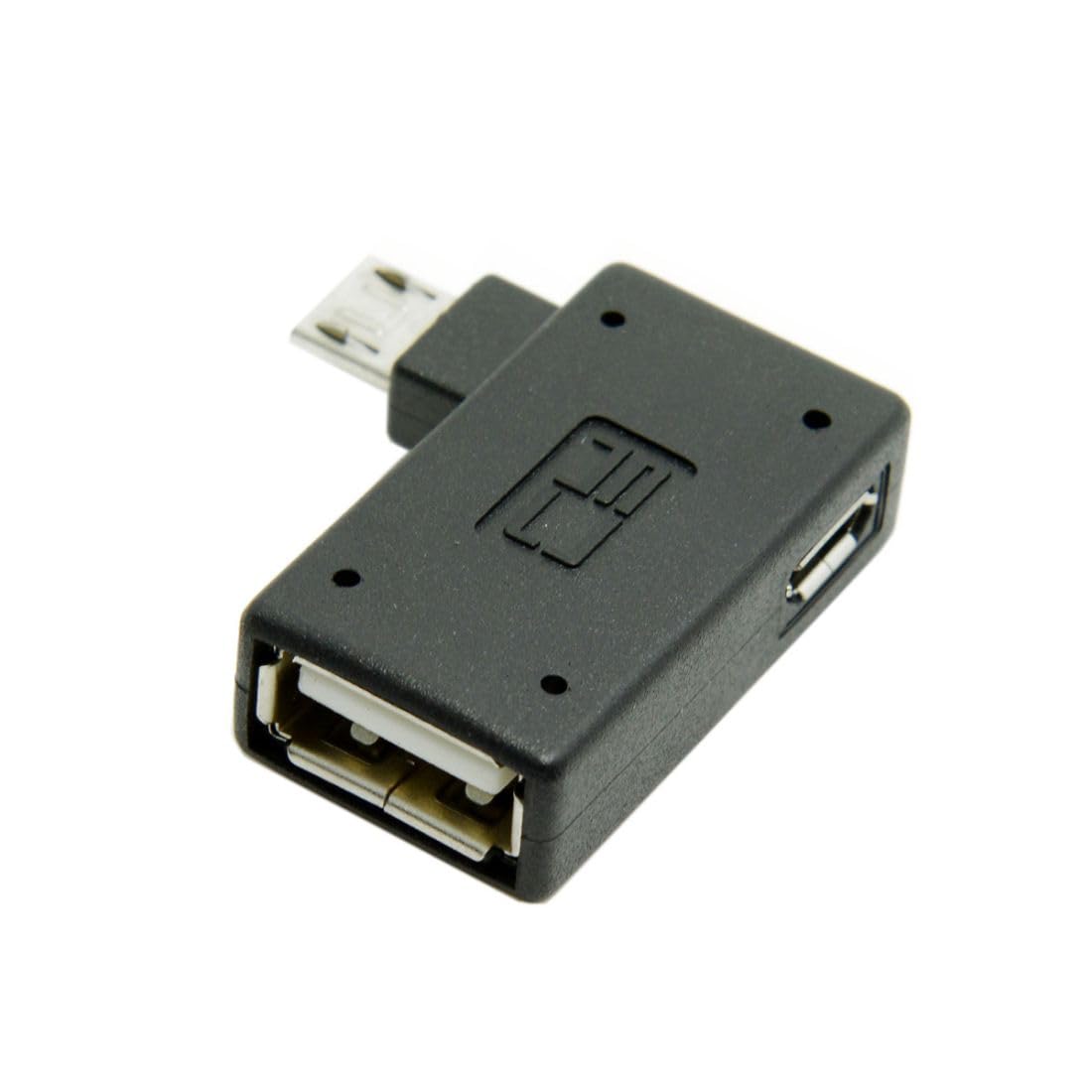 CY 90 Degree Left Angled Micro USB 2.0 OTG Host Adapter with USB Power for Galaxy S3 S4 S5 Note2 Note3 Cell Phone & Tablet