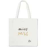 kate spade new york Cute Canvas Tote Bag for Women, Canvas Beach Bag, Bridal Book Tote with Pocket, Miss to Mrs…