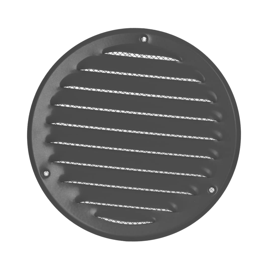 Ø 125mm / 5" inch Grey Round Metal Air Vent Grille Cover with Insect Mesh - Ventilation Cover