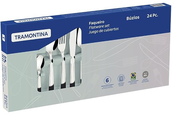 Faqueiro Tramontina Búzios em Aço Inox com Detalhe 24 Peças