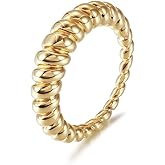 WISTIC 14K Gold Plated Rings for Women, 316L Stainless Steel Stackable Croissant Demo Rings, Rupert's Drop Ring, Trendy Chunky Statement Jewelry