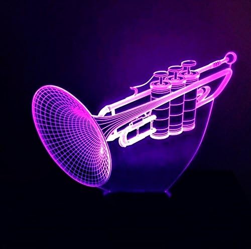 3D LED Night Light - Trumpet Light - Trumpet Lamp - 7 Changing Colors Touch USB - Home Office Desk Lamp - 3D LED Music Light - Desk Light - Wedding Christmas Party Decoration Centerpieces