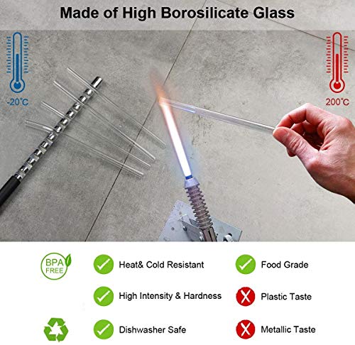 PHILORN Glas Strohhalme Wiederverwendbar 8er Set (8.5in Lang, 8mm/10mm Durchmesser), Beständig Gegen 200°C/-20°C… – Bild 3