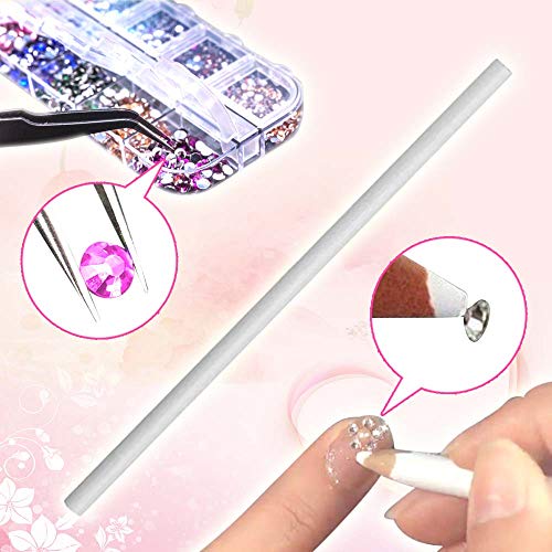 6400pcs Nail Art Rhinestones Nail Crystal Gems Nail Diamonds, Gold Silver Nail Art Studs Colorful Nail Sequins & Rhinestones for Nails Kit with Tweezers and Wax Pen for Nail Art Supplies Accessories