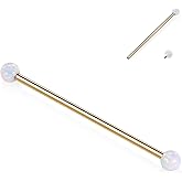 GAGABODY Industrial Bar Industrial Piercing Jewelry 14G G23 Titanium Industrial Barbell for Women Men with Ball/Opal Industrial Earrings Cartilage Earring Externally Threaded 1 1/2 Inch 38mm