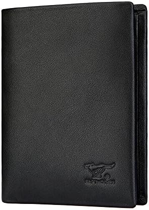 Premium Top Layer Cowhide Leather Bi-Fold Slim Wallet Business/Casual/Black for Men