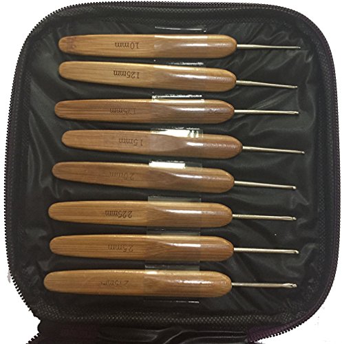 JISTL Crochet Hooks Set,Bamboo&Wooden Crochet Hooks,Eye Blunt Needles Crochet Needles Set with Case,Ergonomic Handle Colorful Plastic Handles Knitting Needles Weave Yarn Case 20 - Thumbnail 4