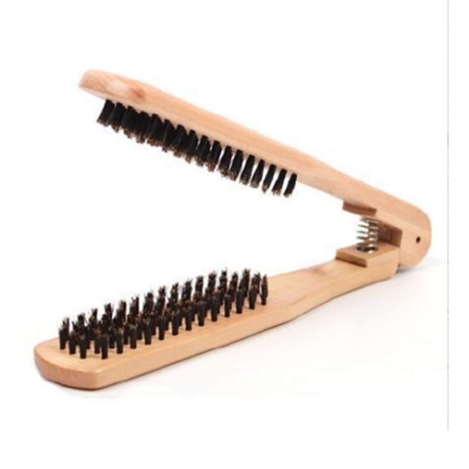 Clamp Hair Straightener Brush - Double Sided Wooden Salon Supplies