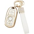 1797 Key Fob Cover for Buick Encore Enclave Envision LaCrosse Regal Accessories Bling Car Remote Key Chain Case Shell 6 Button White Gold TPU