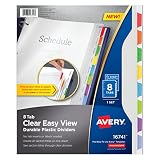 Avery Clear Easy View Durable Plastic Dividers, 8 Tabs (16741),Multicolor