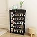 Jerry & Maggie - 5 tier 100% Solid Wood Shoe Rack With 1 Large Top Draw / Shoe Storage Shelves Free Standing Flat Shoe Racks Classic Style - Multi function shelf organizer - Black Wood Tone