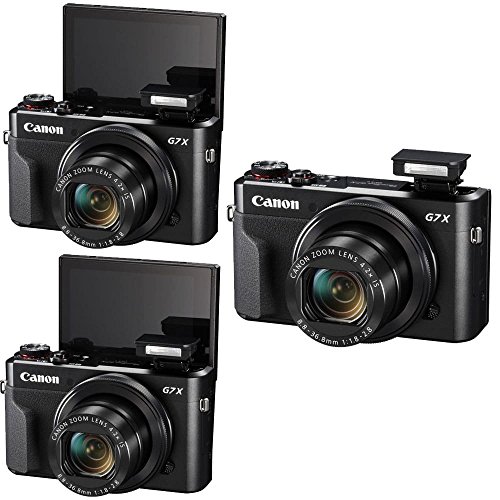 Canon PowerShot G7 X Mark II 20.1 MP WiFi/NFC Digital Camera (Black) + 2X 16GB Memory Card + Case +Tall Tripod + More