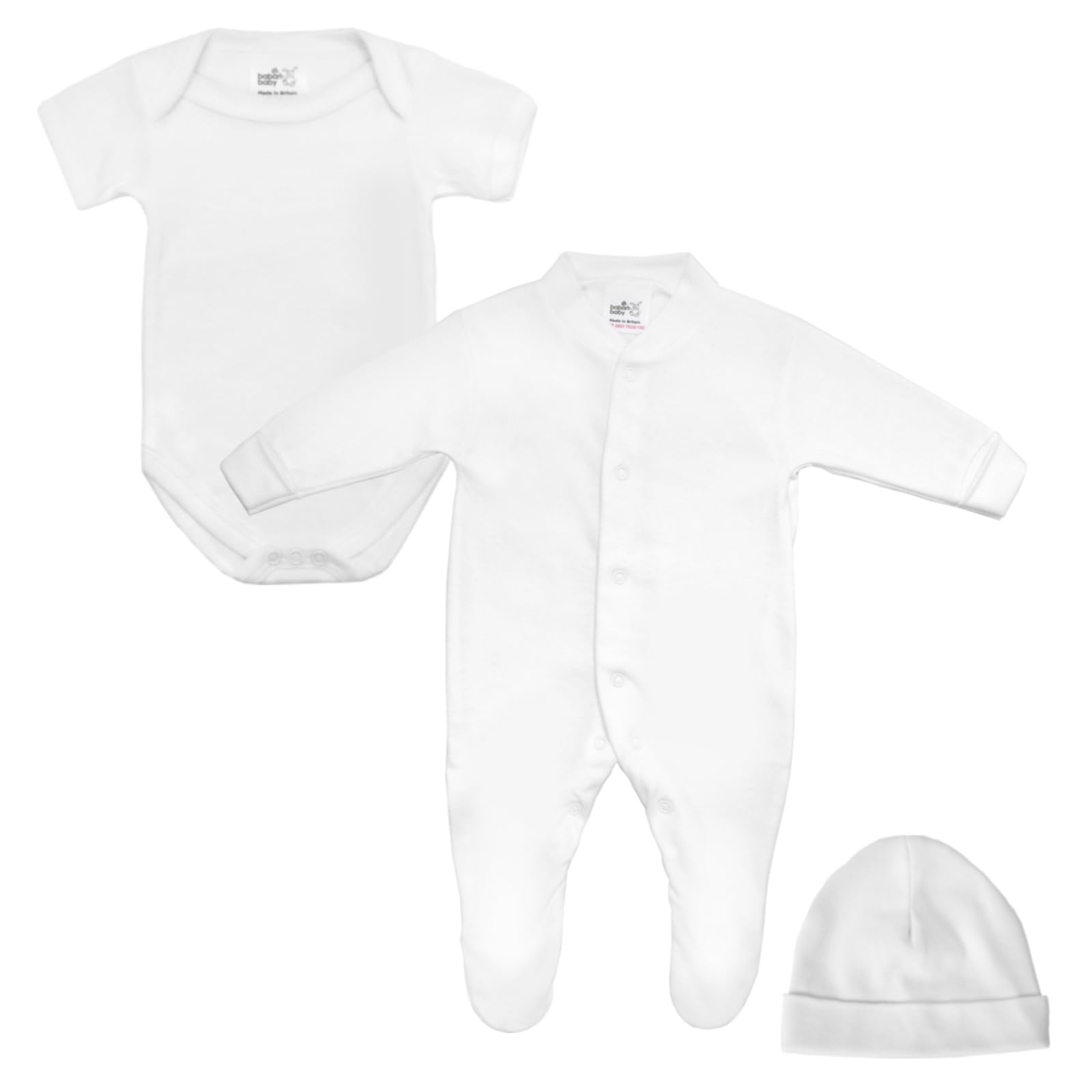 Baby Clothes Gift and Newborn Baby Essentials, British Made, Shower Gifts for Boy or Girl, White, 0, 3 Months