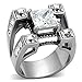 Men's 316L Stainless Steel Square Cubic Zirconia Large Split Band Ring