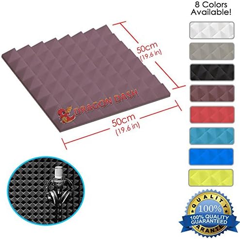 Dragon Dash (1 Piece) of 19.6" X 19.6" X 1.9" Inches Burgundy Acoustic Soundproofing Pyramid Foam Studio Treatment Wall Panel Tiles DD1034 (BURGUNDY)