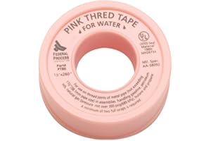 Gasoila Pink PTFE Thread Seal Tape – Professional-Grade High-Density Thread Tape for Water Lines – Leak-Proof Seal, Non-Toxic (1/2 Inch x 260 Inch Roll)