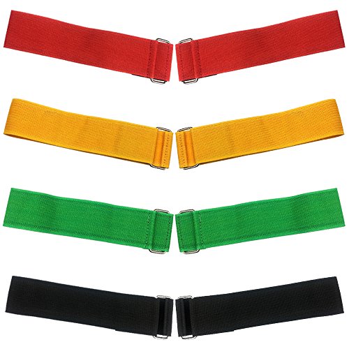 8PCS 3-Legged Race Bands Elastic Tie Rope Strap Band with 4 Assorted Colors Perfect for Relay Race Game, Carnival, Field Day, Backyard By ZXSWEET