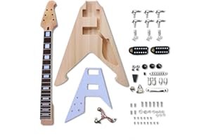 Vetimobato Electric Guitar Kit DIY Rosewood Fretboard Guitar Neck and Guitar Body with All Components Included Electric Guita