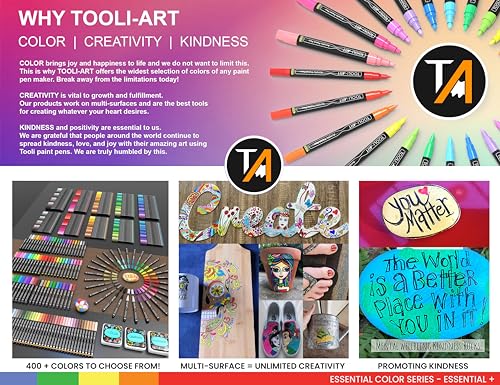 TOOLI-ART Acrylic Paint Markers, 30 Pack Extra Fine 0.7mm Tip for Rock Painting, Canvas, Ceramics, Glass, Metal, Fabric, Wood Non-Toxic, Water Based, Quick Dry
